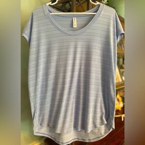 Athleta Women’s Striped Short Sleeve Top T-shirt Blue Size Large